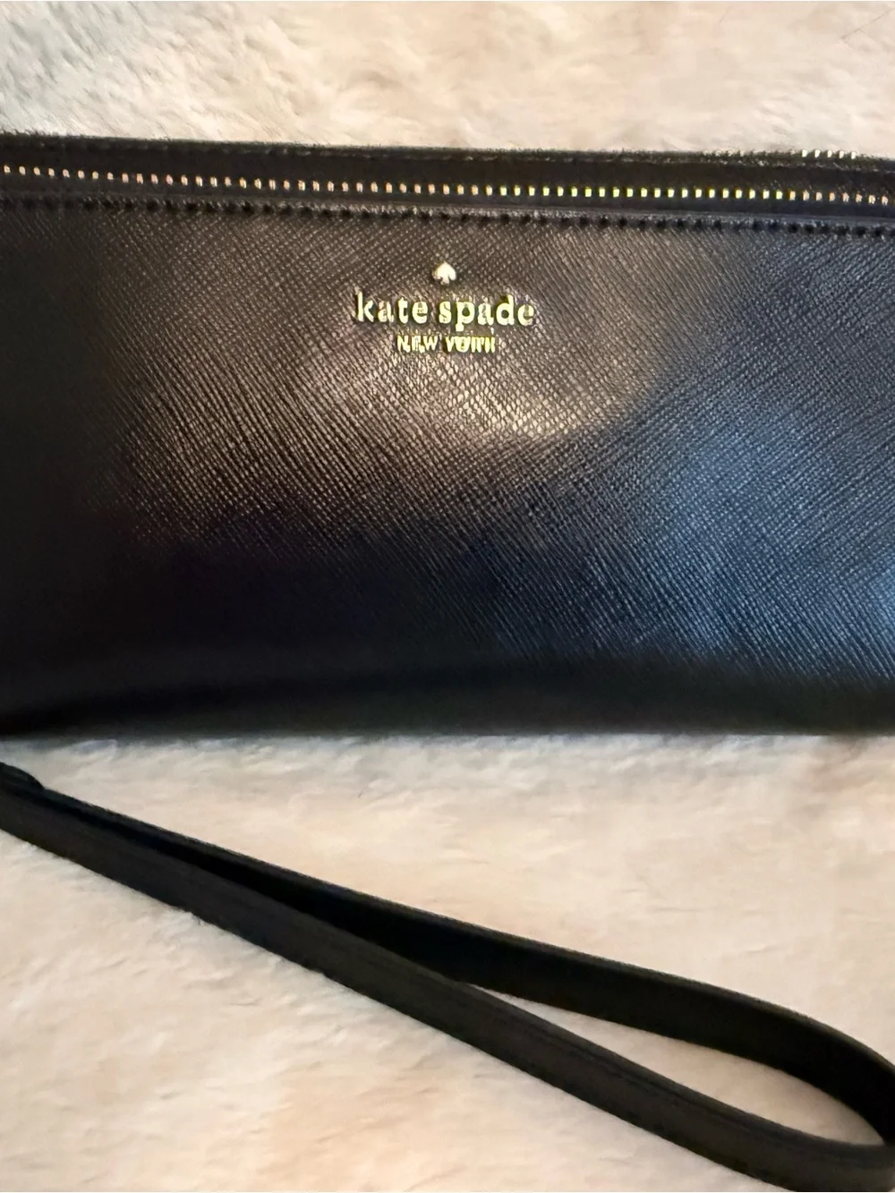 Authentic Kate Spade New York Black Leather Hobo Bag with Zip Wallet